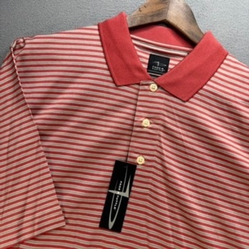 Page & Tuttle Polo Shirt Mens Large Red Short Sleeve Double Mercerized Cotton